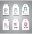 cupcake gift tags with handdrawn cupcakes and pink vector image