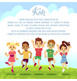 happy school kids fun friends jumping and playing vector image vector image