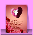 happy womens day greeting card with female face vector image vector image