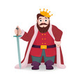 King character knight posing with sword and crown Vector Image