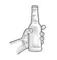 man and woman hands holding clinking with beer vector image vector image