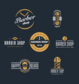 set of vintage barber shop logo labels badges vector image