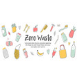 zero waste concept design with hand drawn elements vector image