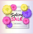 spring sale background with flowers season vector image