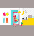 woman shopping clothing store vector image