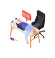 sleeping on workplace composition vector image