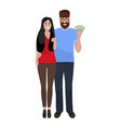 loving couple rejoices at money financial vector image vector image