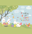 easter bunnies and egg vector image