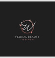 letter w premium round floral frame element vector image