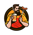 happy man holding a mug of fresh beer brewery vector image vector image