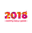 2018 happy new year greeting card red orange vector image