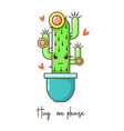 cute cartoon kawaii cactus with funny face in pot vector image vector image