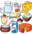 dairy products icon set vector image vector image