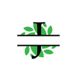 initial j green leaf monogram split letter vector image vector image