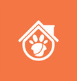 Pet paw house logo design template Royalty Free Vector Image