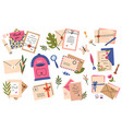 postal envelopes and cards postcards craft paper vector image vector image