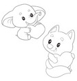 outline set an elephant with a big heart vector image
