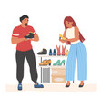 couple in store choosing shoes vector image