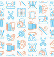 handmade seamless pattern with thin line icons vector image