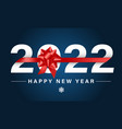 happy new year 2022 red ribbon white number text vector image