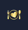 love heart food gold logo vector image vector image