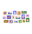 postage stamps set post marks designs vector image