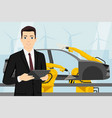 a manager with digital tablet smart factory vector image