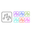 black line music note tone icon isolated on white vector image