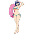 anime beach girl on white vector image