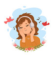 a cute girl in headphones vector image vector image