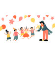 children party with a cheerful clown vector image vector image