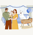 happy family with newborn baby boy at home vector image vector image