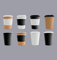 realistic coffee cup paper cardboard cups vector image vector image