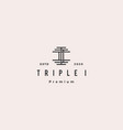 triple i monogram iii letter hipster retro vector image vector image