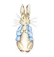 watercolor cute rabbit in a blue jacket vector image