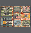 car maintenance service metal signs vector image