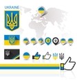 flag emblem ukraine and world map vector image