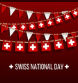 swiss national day background with hanging flags vector image vector image